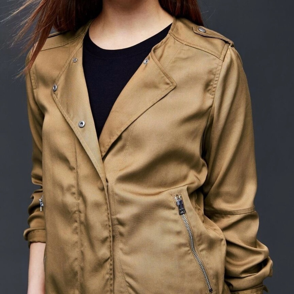 NWT Gap Women’s Collarless TENCEL™ jacket, Mission Tan, Size XL